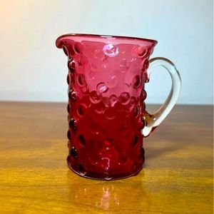 Rossi Artistic Glass Heritage Cranberry Glass Collection Mini Hobnail PitcherVTG